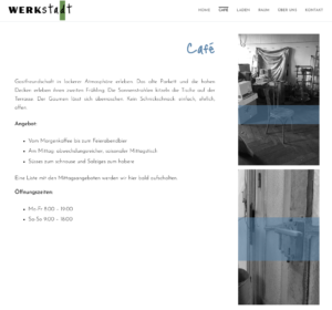 Page "café" du site web de la WerkStadt.